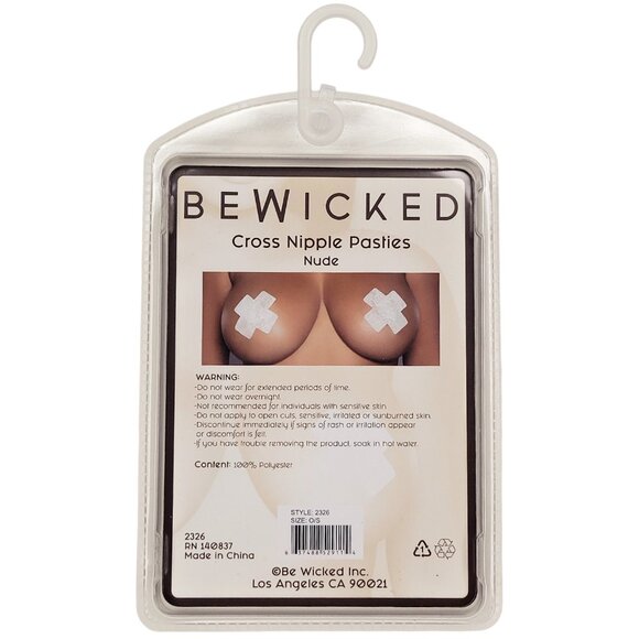 X Cross Shaped Self Adhesive Lace Pasties - Nude - Picture 2 of 6